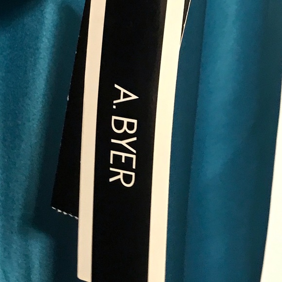 Brand new w/ tags A. Byer silky turquoise top MED - Picture 3 of 5